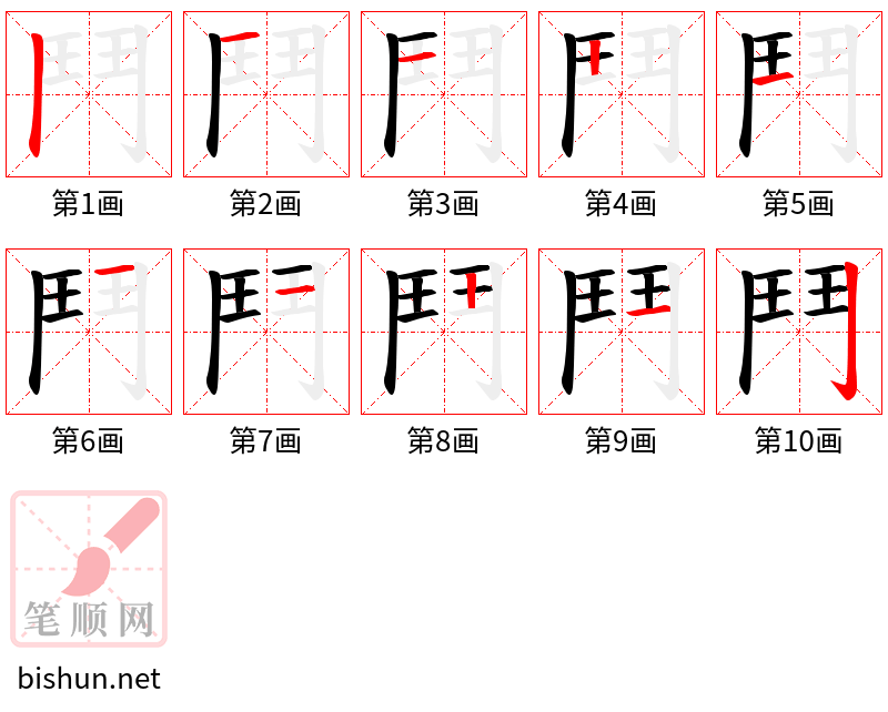 鬥 笔顺规范