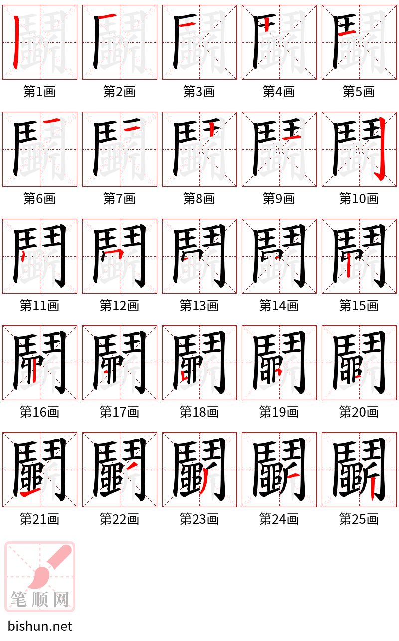 鬭 笔顺规范