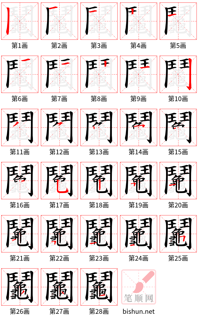 鬮 笔顺规范