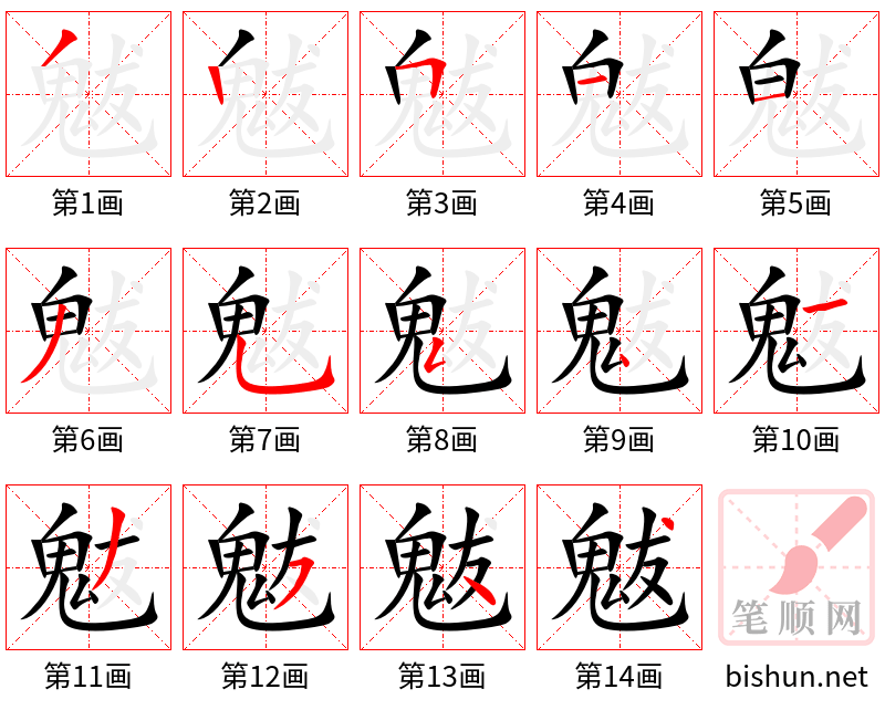 魃 笔顺规范