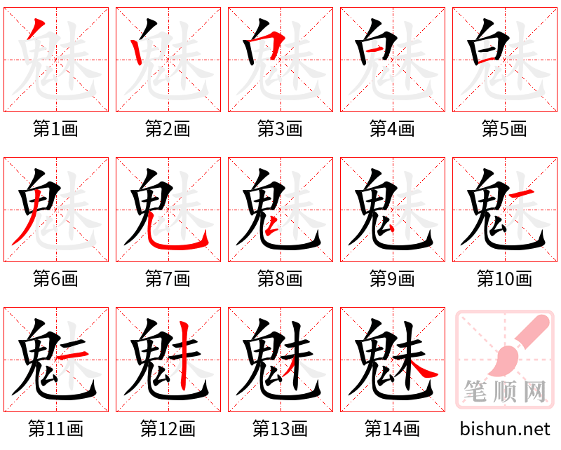 魅 笔顺规范