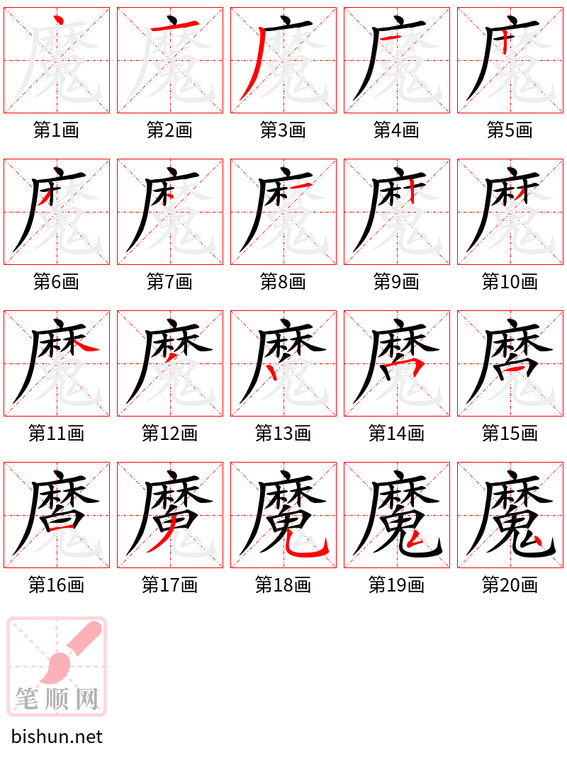 魔 笔顺规范