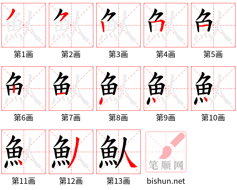 魜 笔顺规范