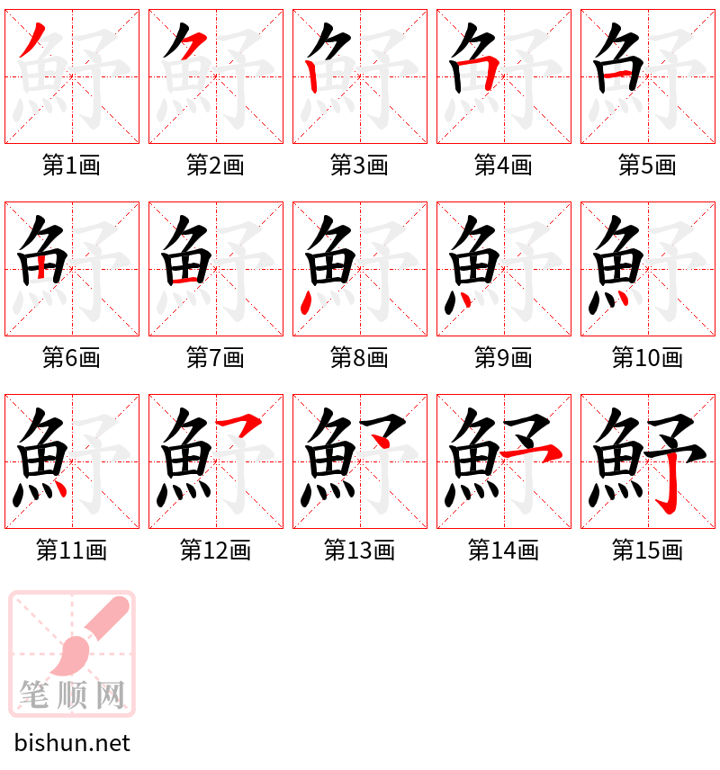 魣 笔顺规范