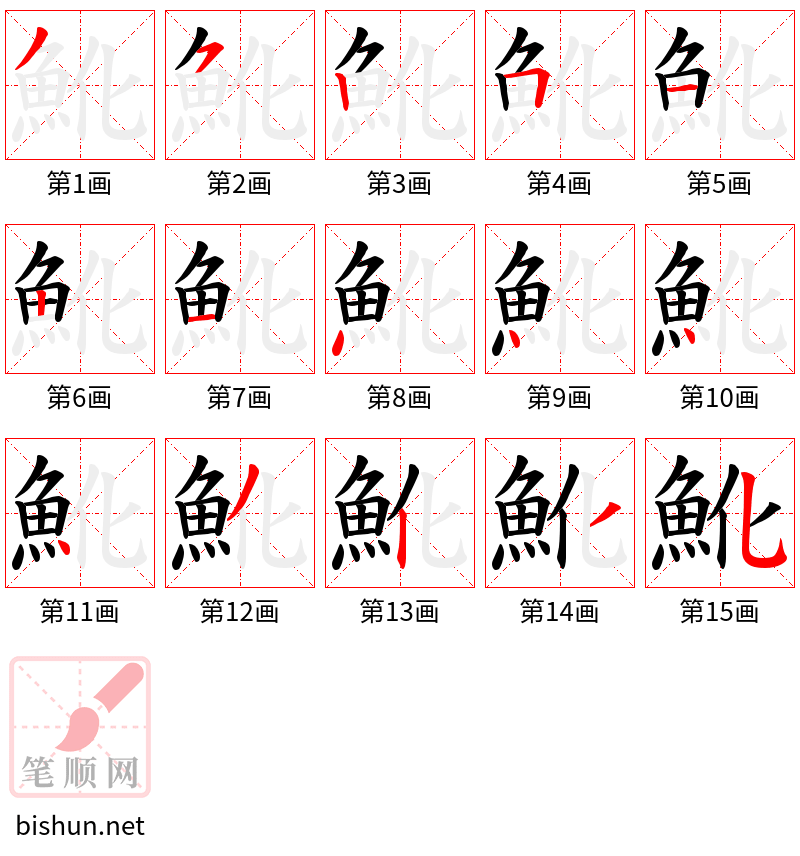 魤 笔顺规范