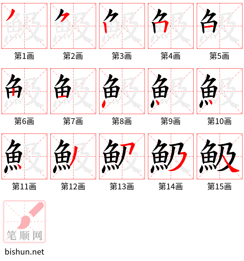 魥 笔顺规范