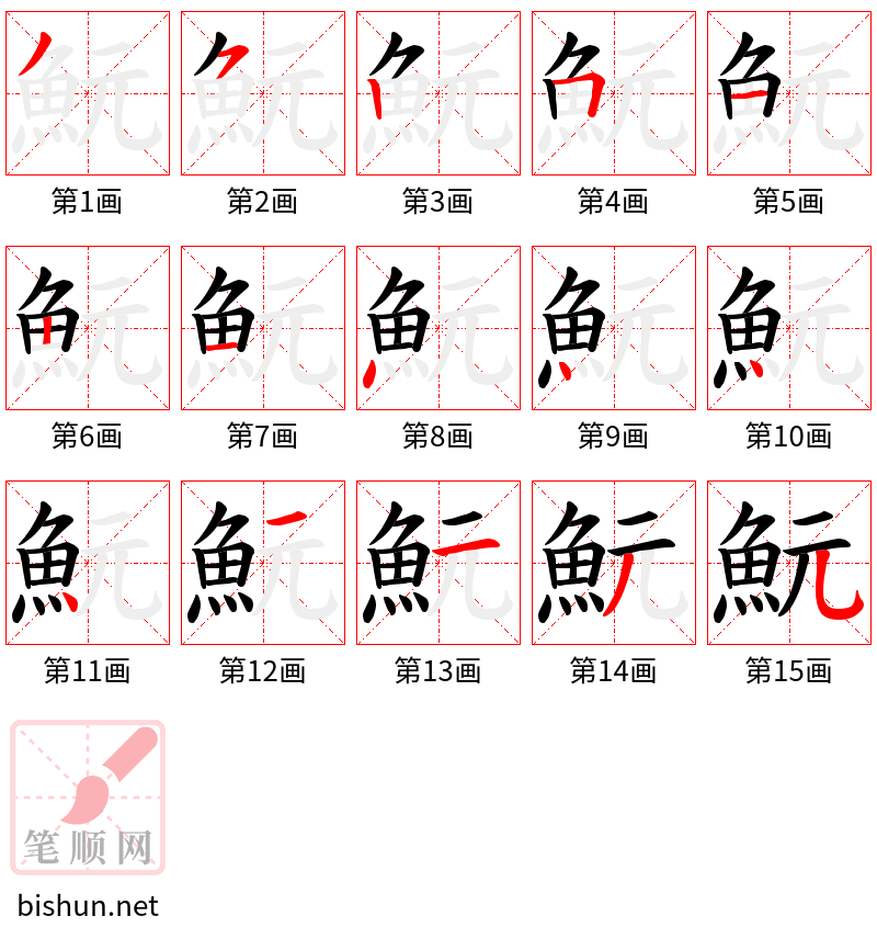 魭 笔顺规范