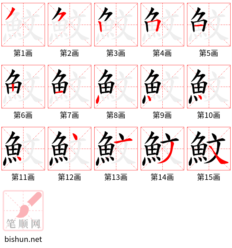 魰 笔顺规范