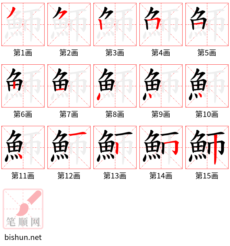 魳 笔顺规范