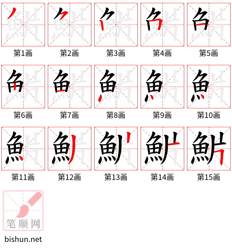 魸 笔顺规范