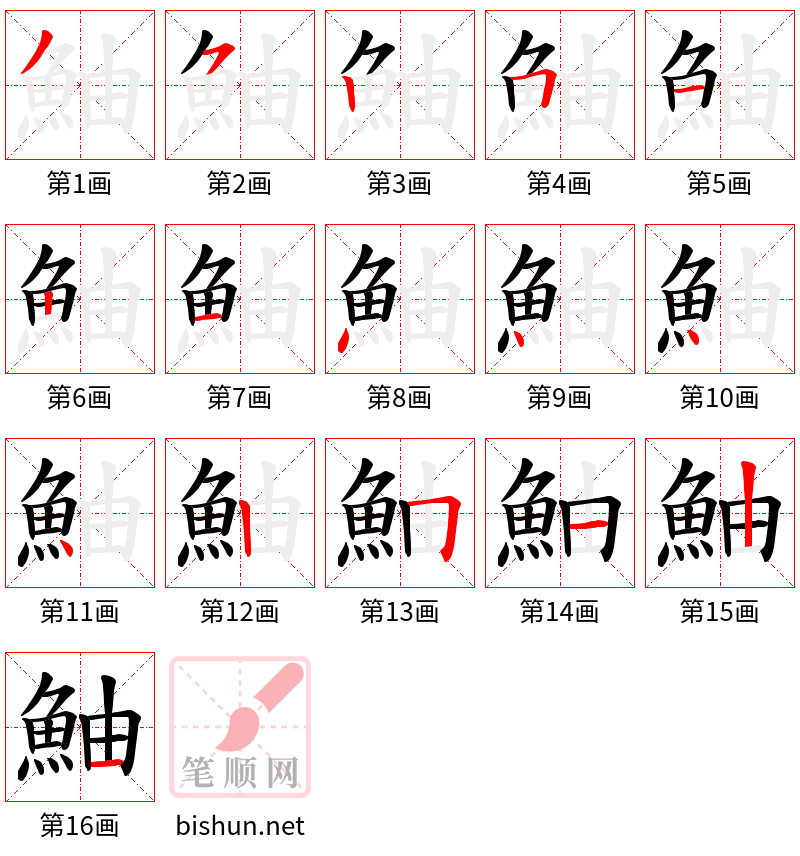 鮋 笔顺规范