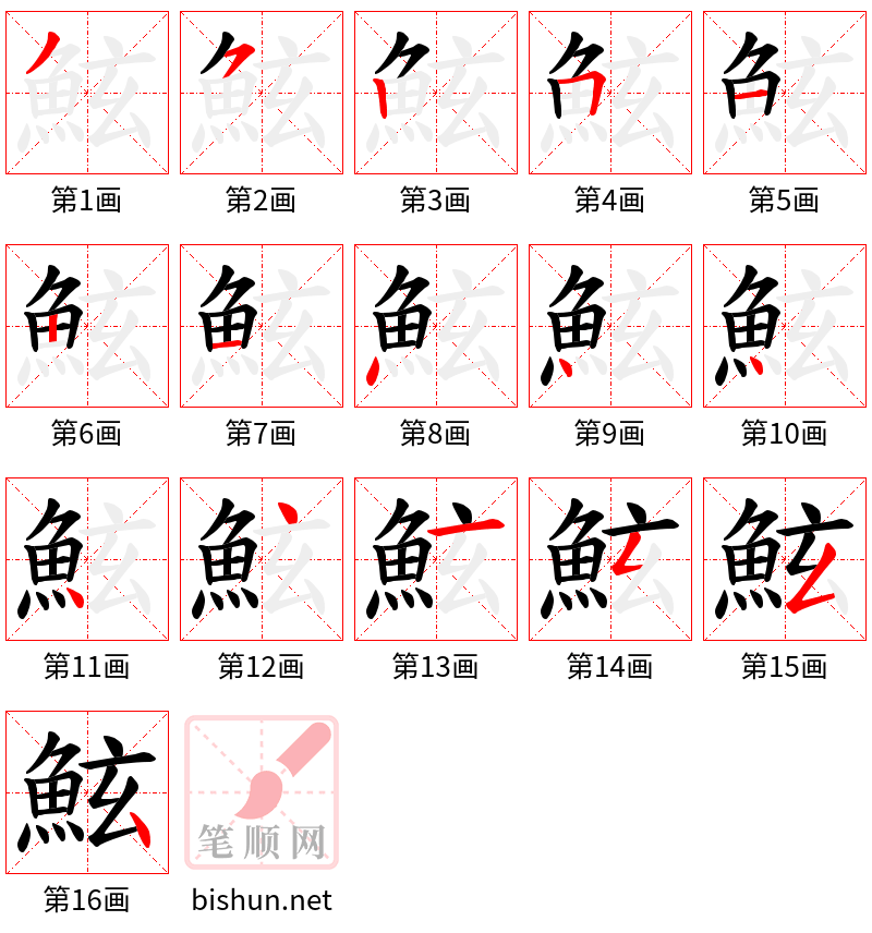 鮌 笔顺规范