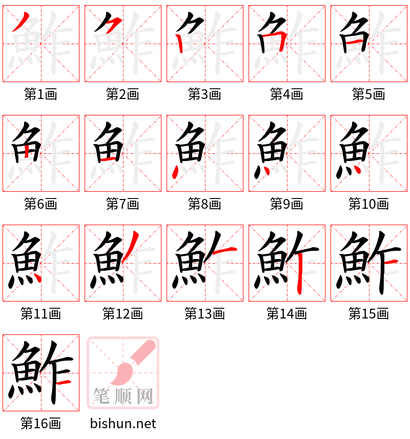 鮓 笔顺规范