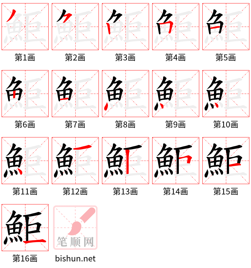 鮔 笔顺规范