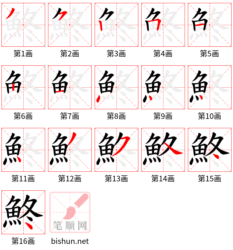 鮗 笔顺规范