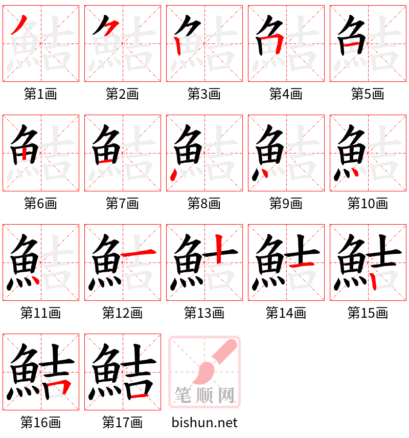 鮚 笔顺规范