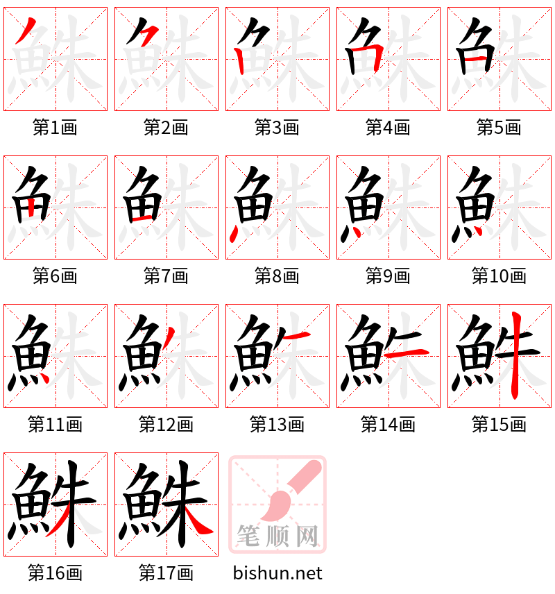 鮢 笔顺规范