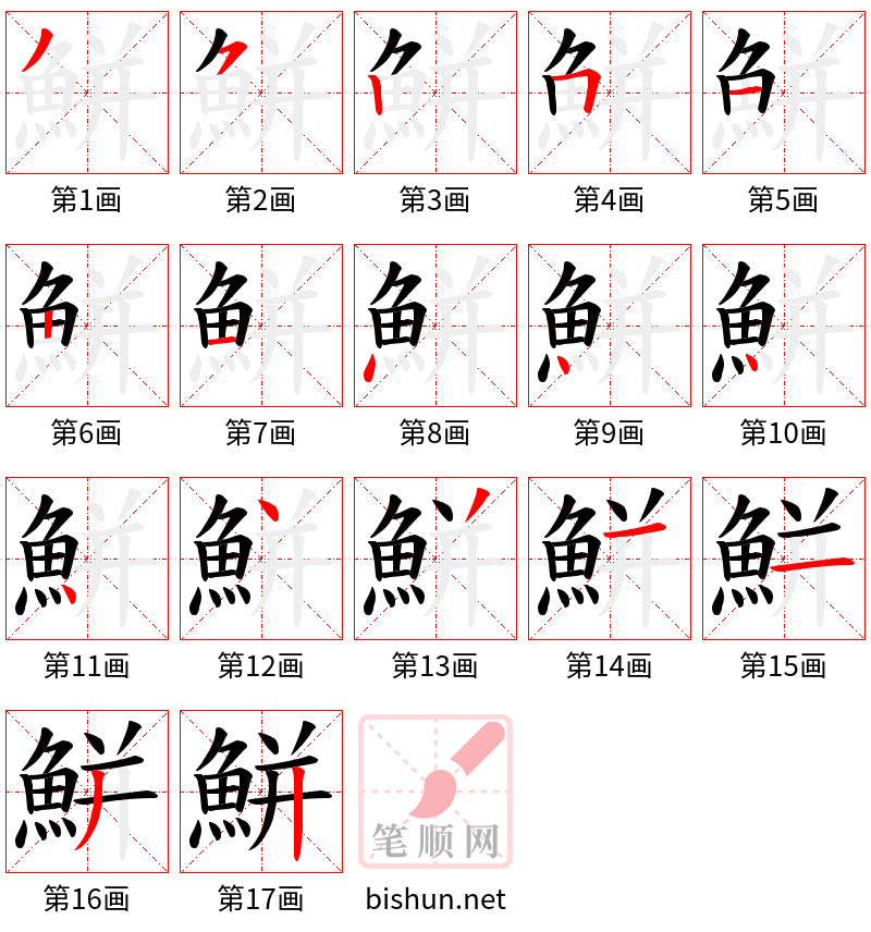 鮩 笔顺规范