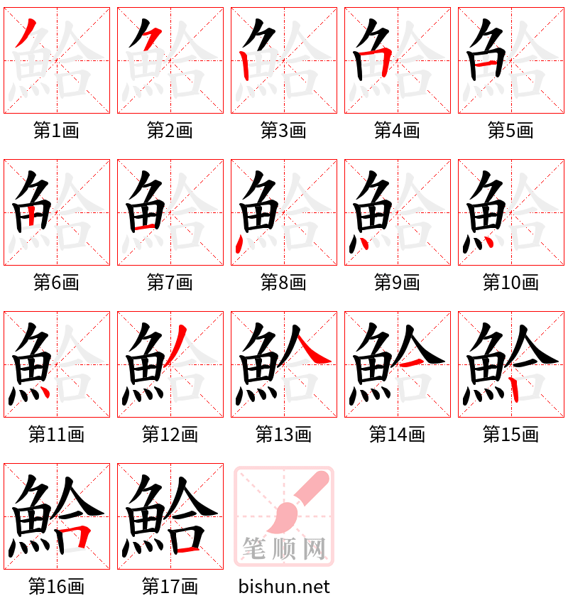 鮯 笔顺规范