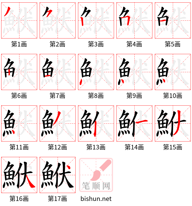 鮲 笔顺规范