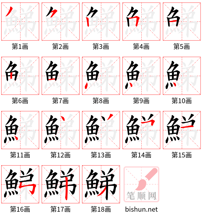 鮷 笔顺规范