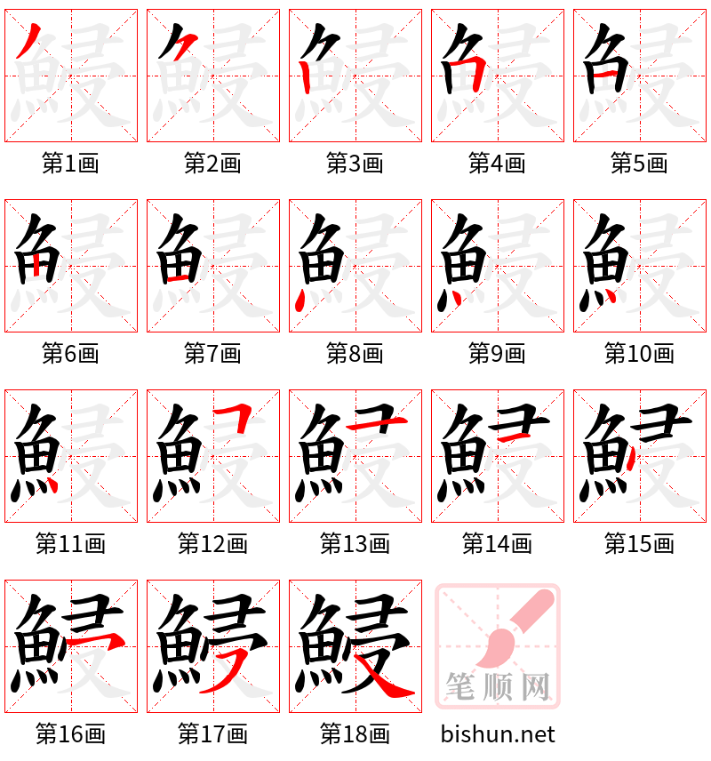 鮼 笔顺规范