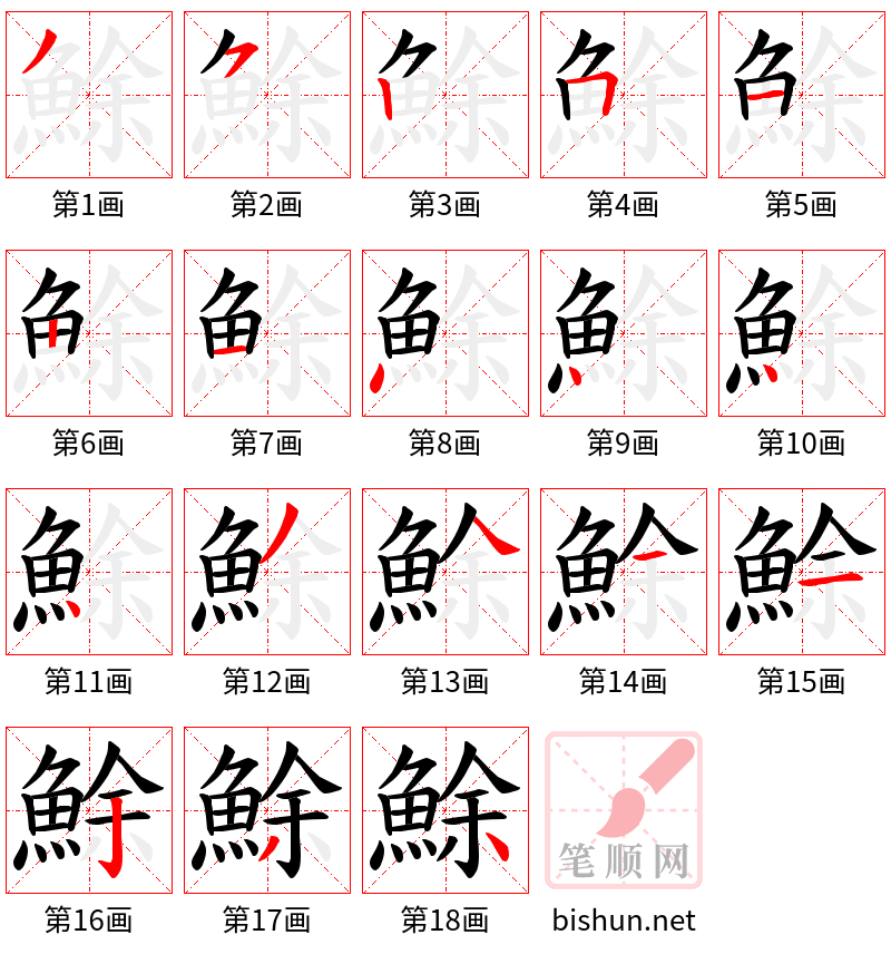 鮽 笔顺规范