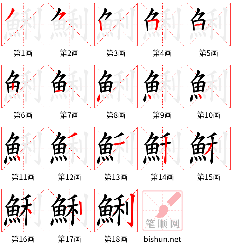 鯏 笔顺规范