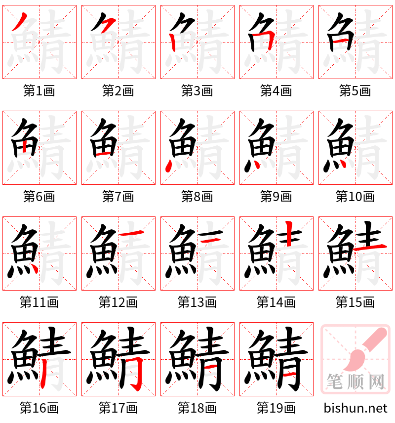 鯖 笔顺规范