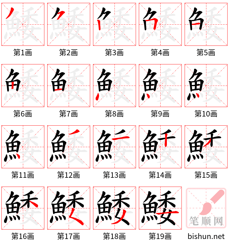 鯘 笔顺规范