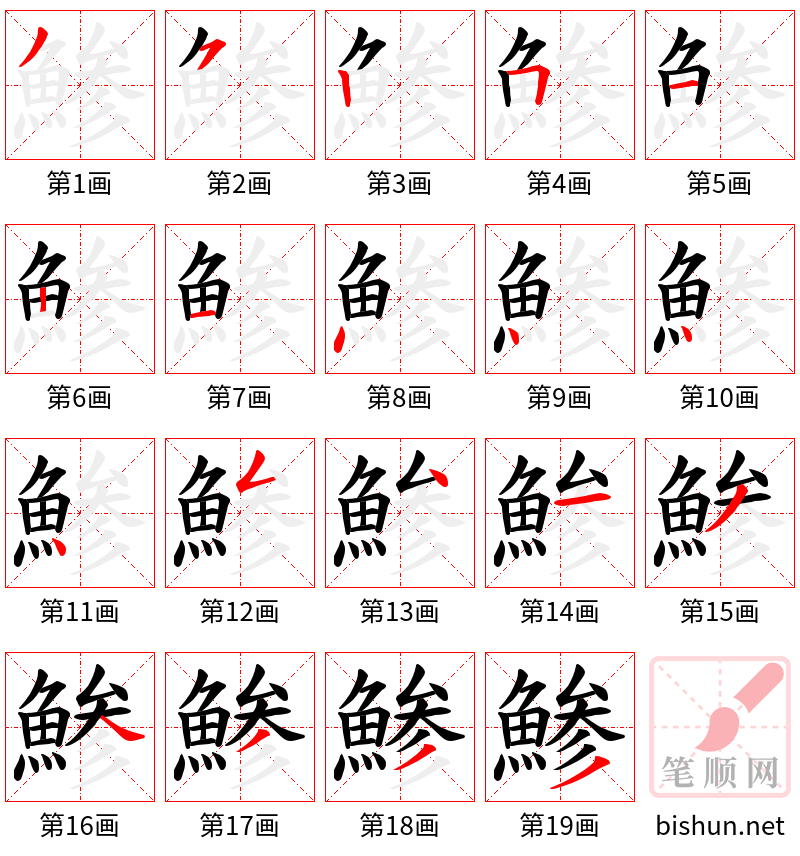 鯵 笔顺规范