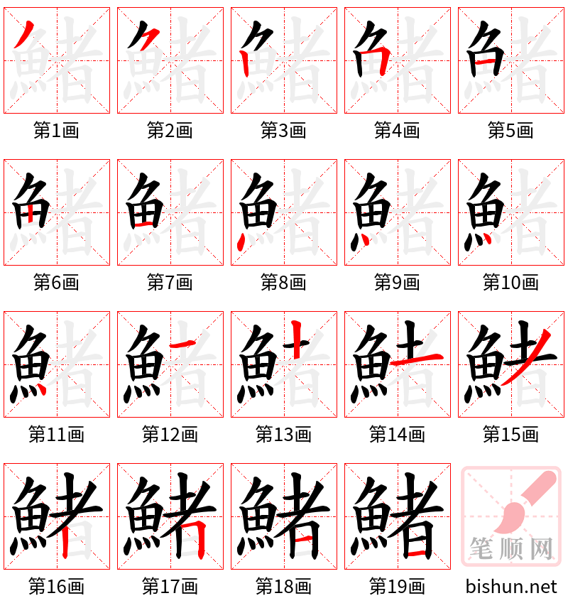 鯺 笔顺规范