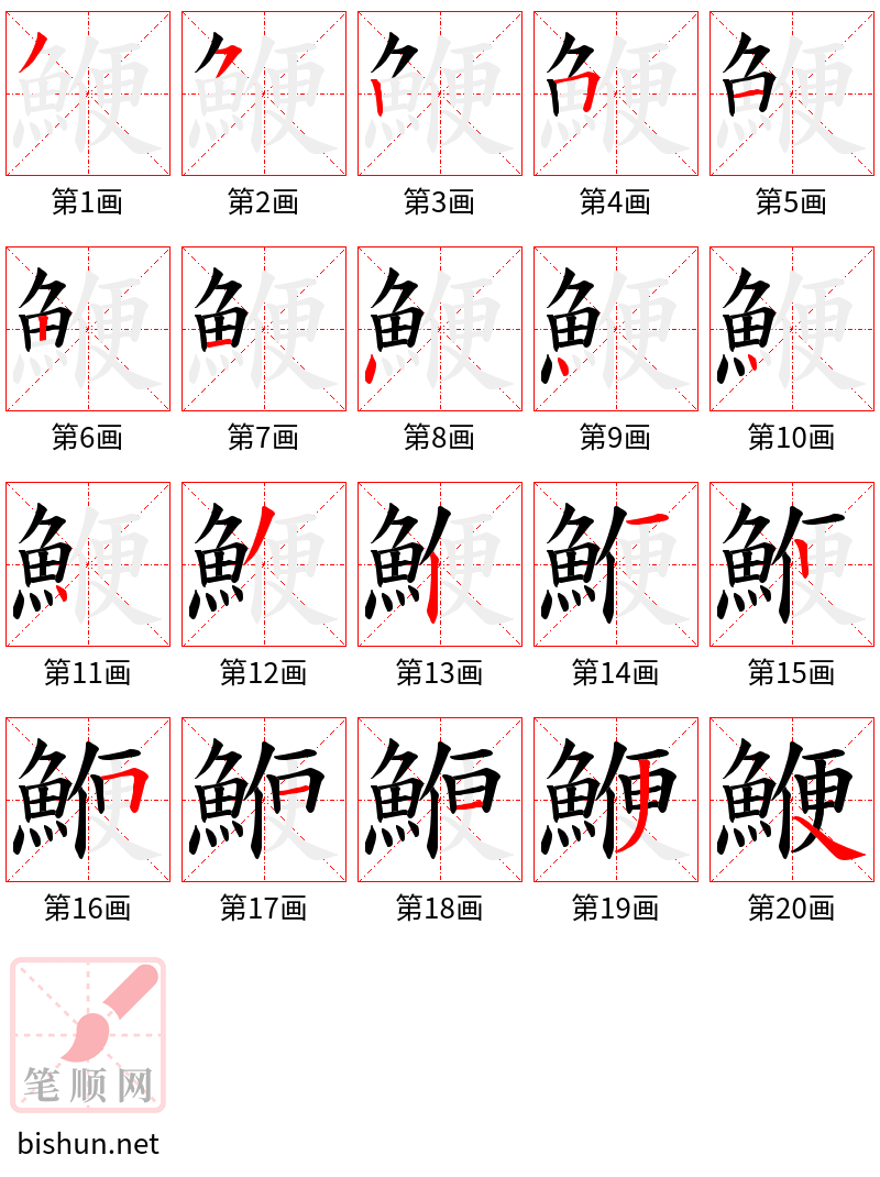 鯾 笔顺规范