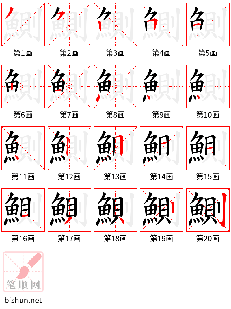 鰂 笔顺规范