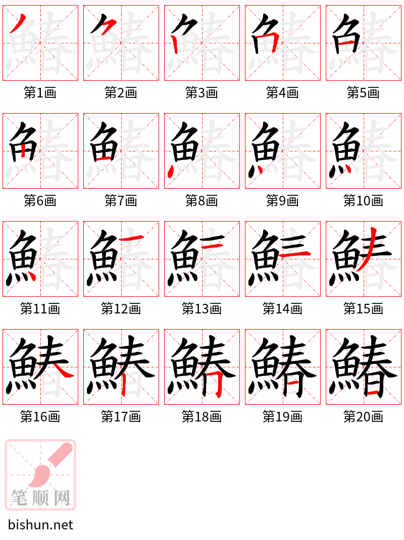 鰆 笔顺规范