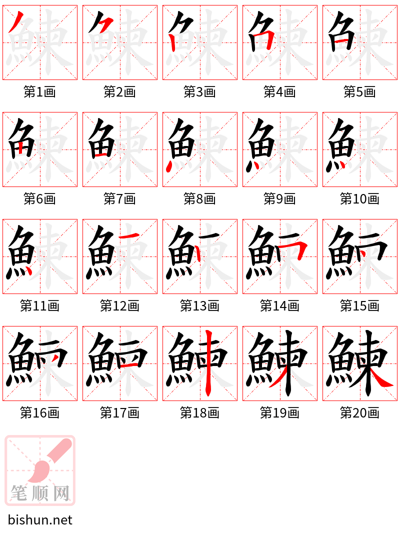 鰊 笔顺规范