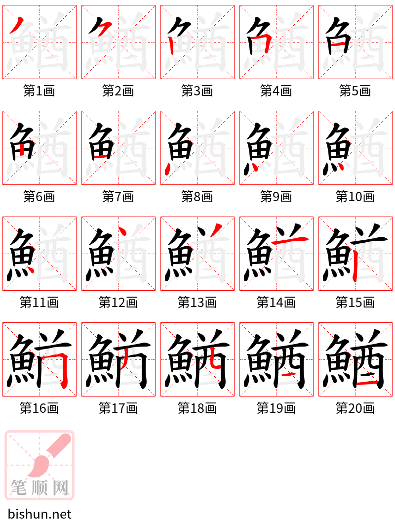 鰌 笔顺规范