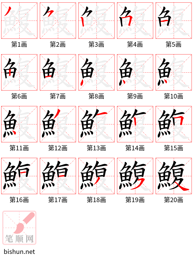 鰒 笔顺规范