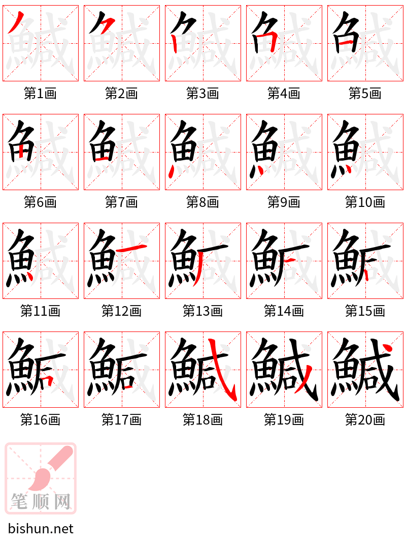 鰔 笔顺规范