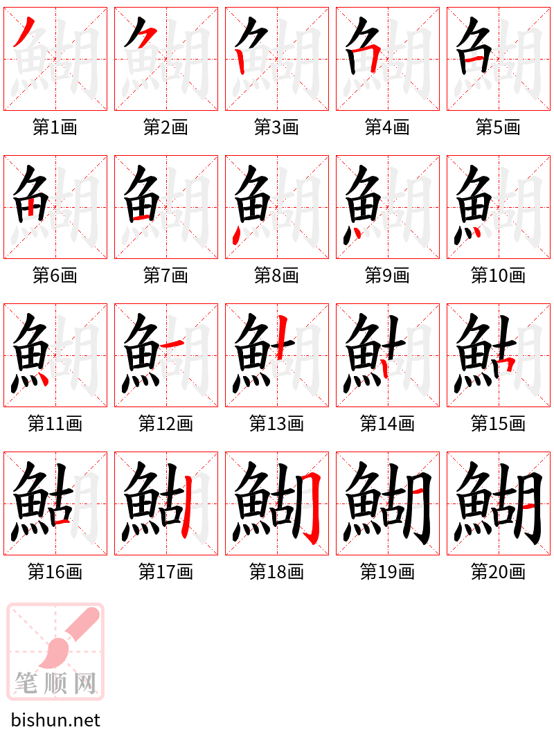 鰗 笔顺规范