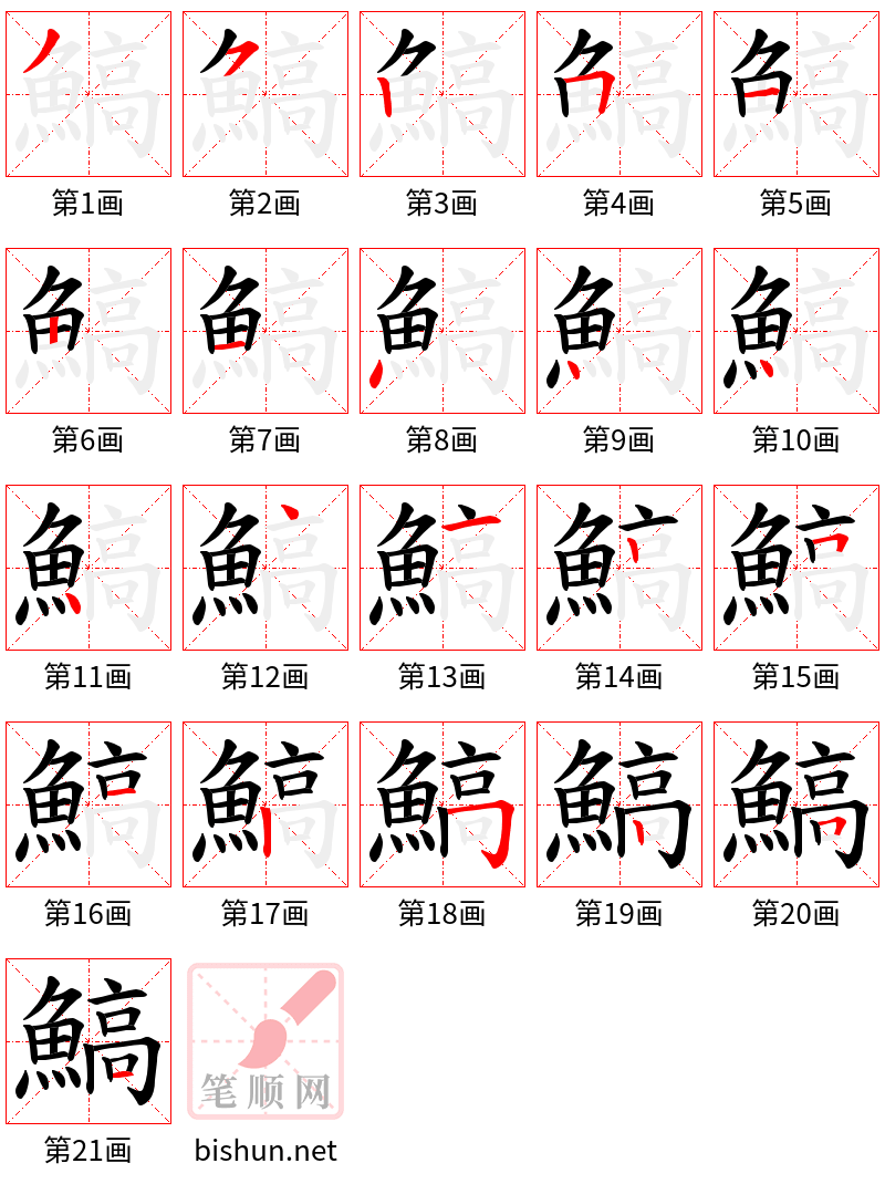 鰝 笔顺规范