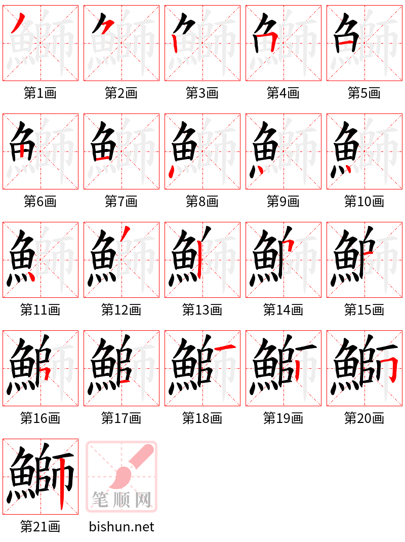 鰤 笔顺规范