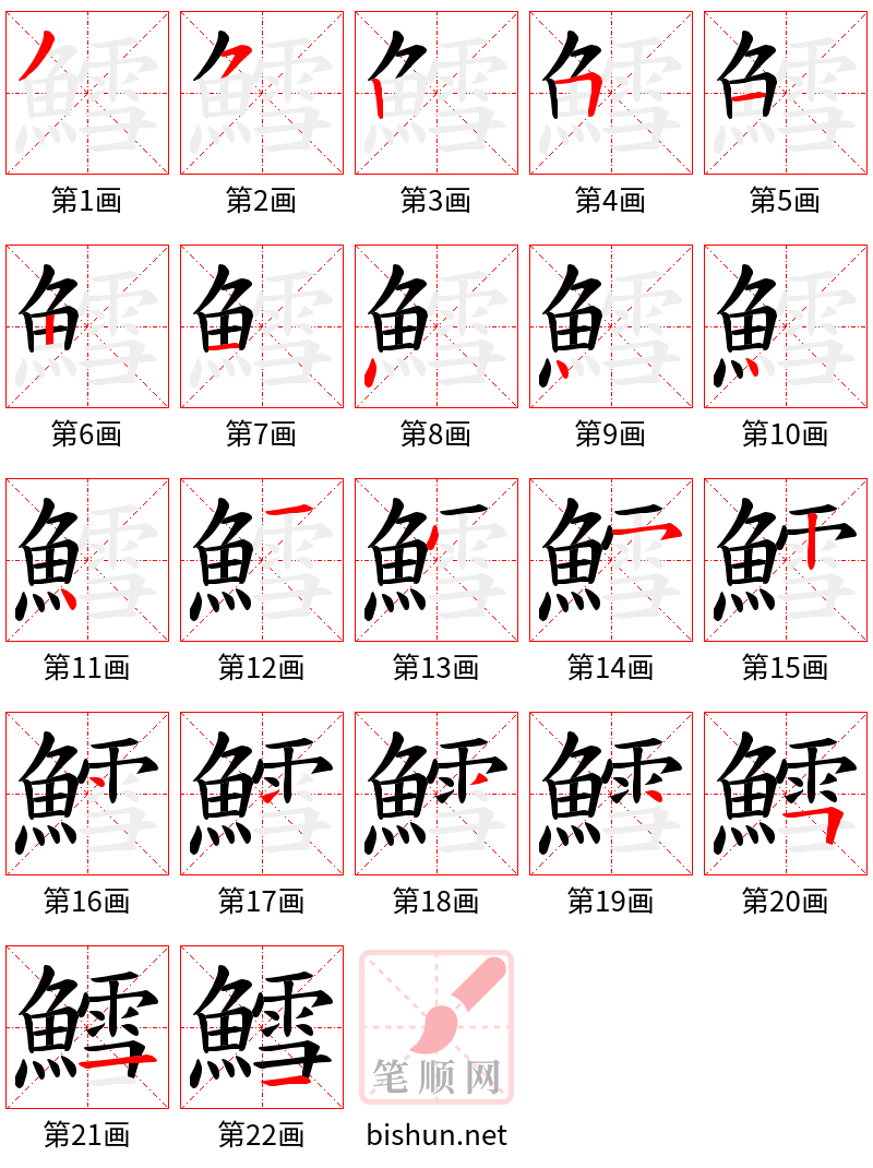 鱈 笔顺规范