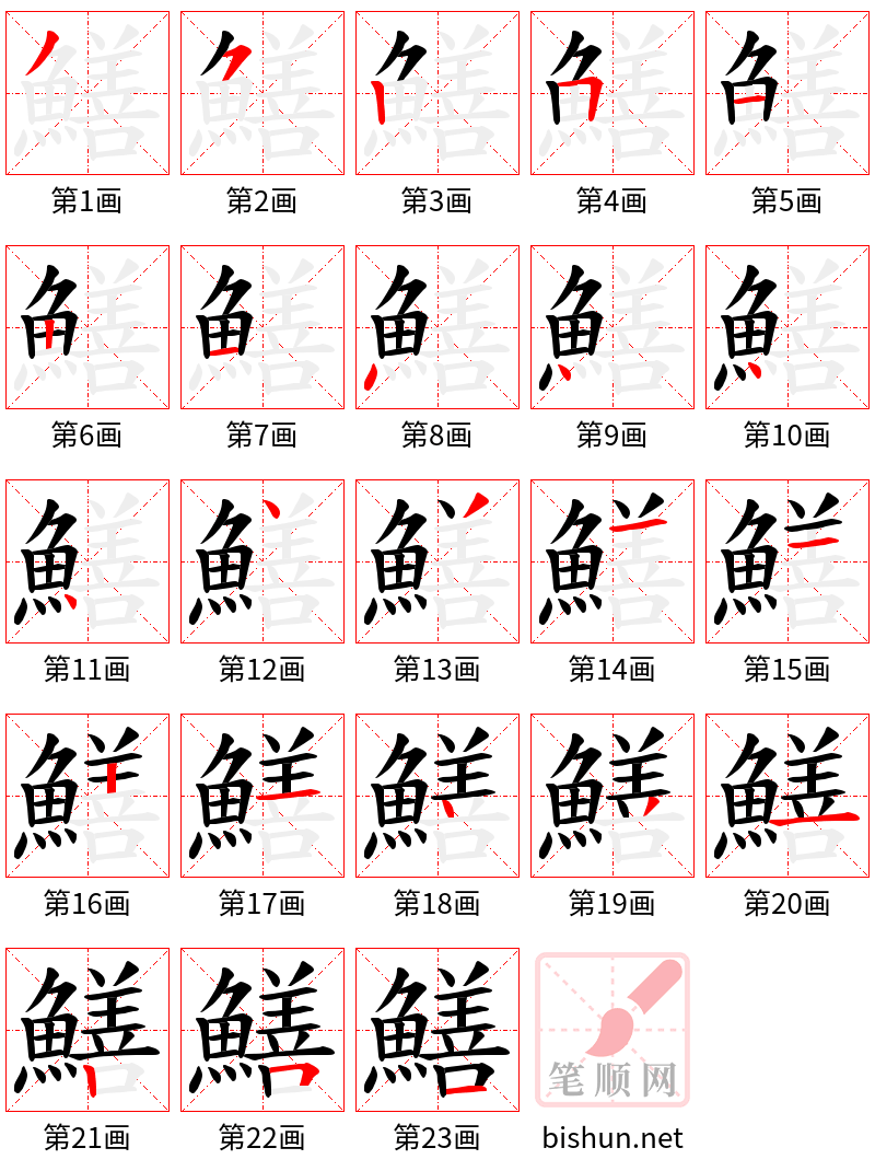 鱔 笔顺规范