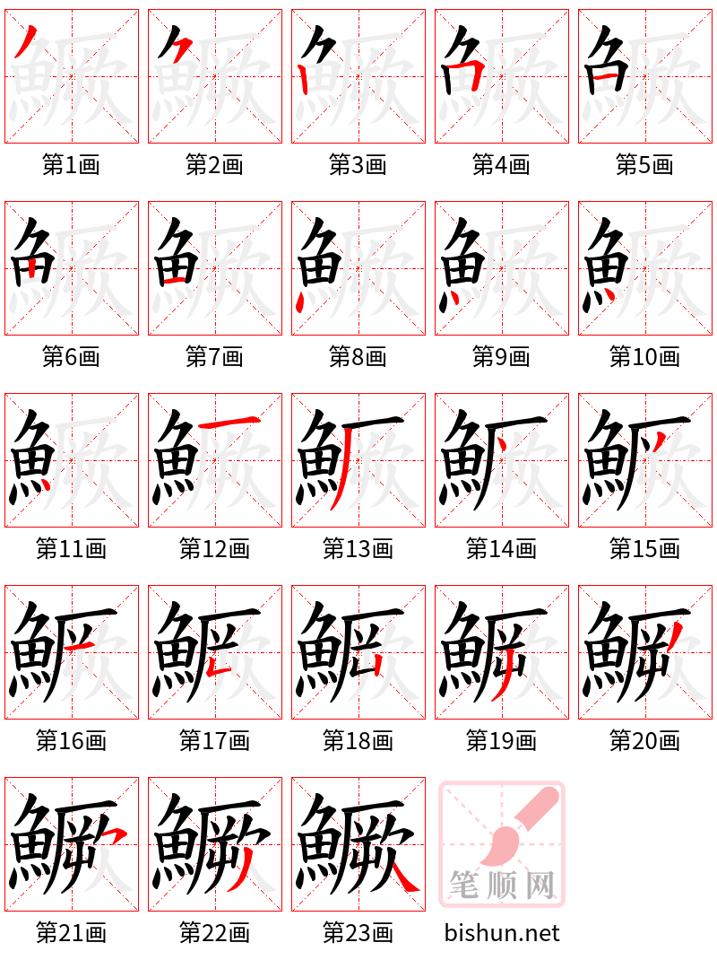 鱖 笔顺规范