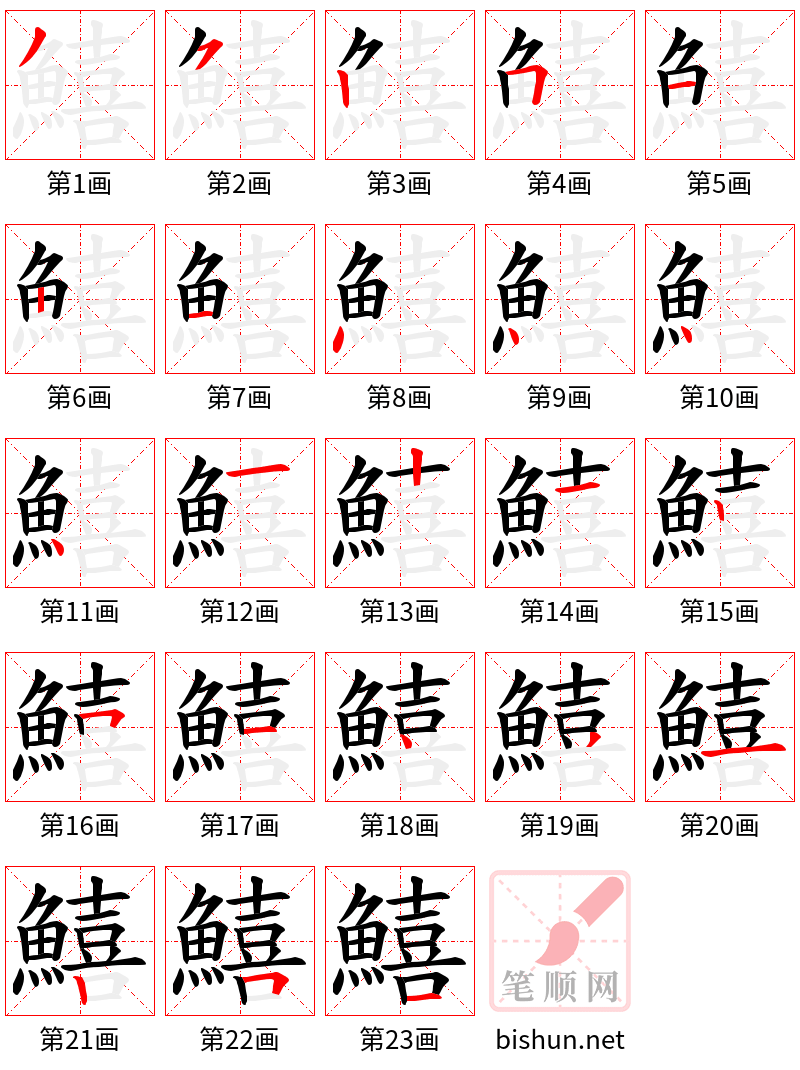 鱚 笔顺规范