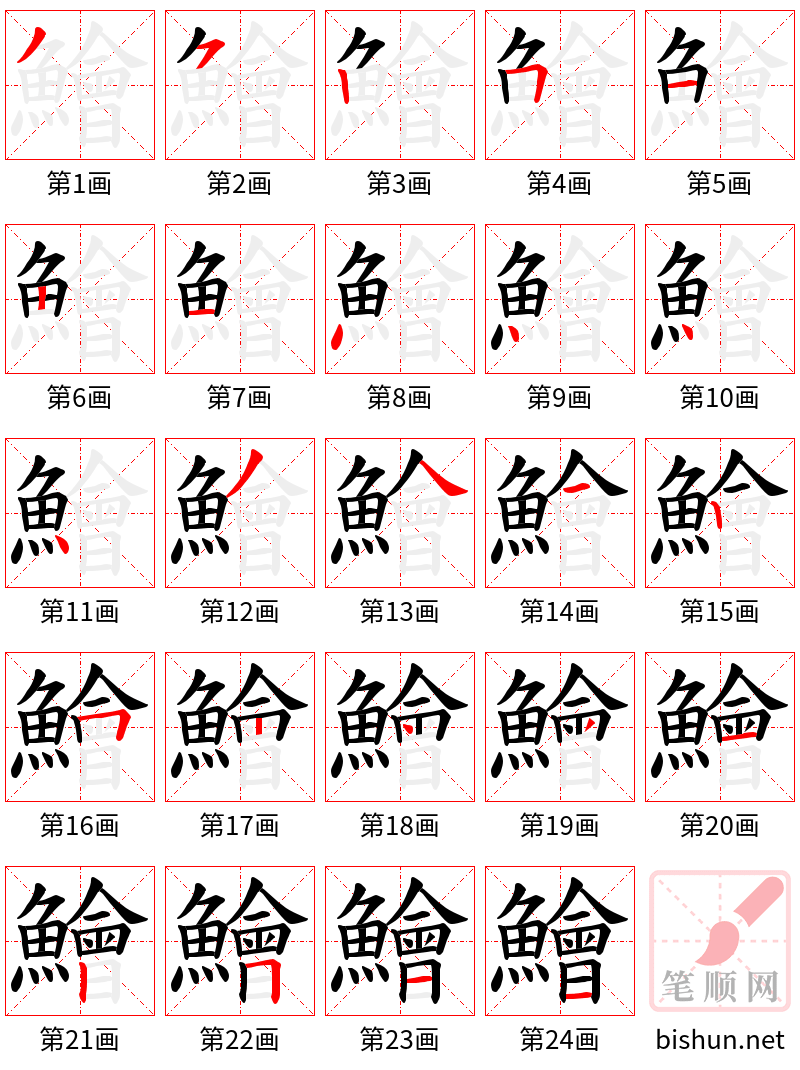 鱠 笔顺规范