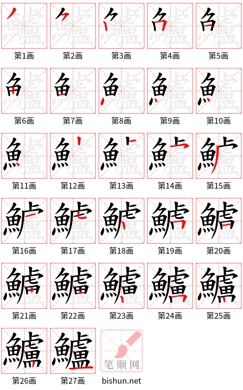 鱸 笔顺规范