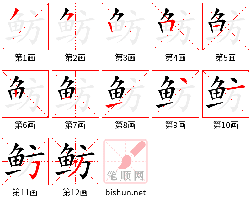 鲂 笔顺规范