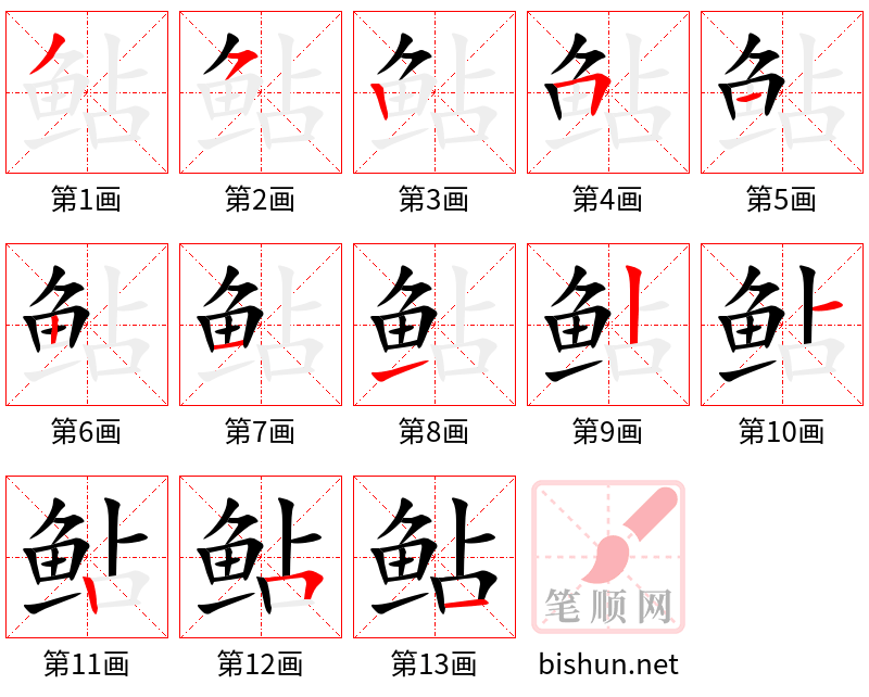 鲇 笔顺规范